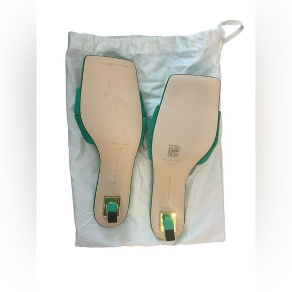 GOOD AMERICAN Green Terry Kickstand Mules - Picture 3 of 5